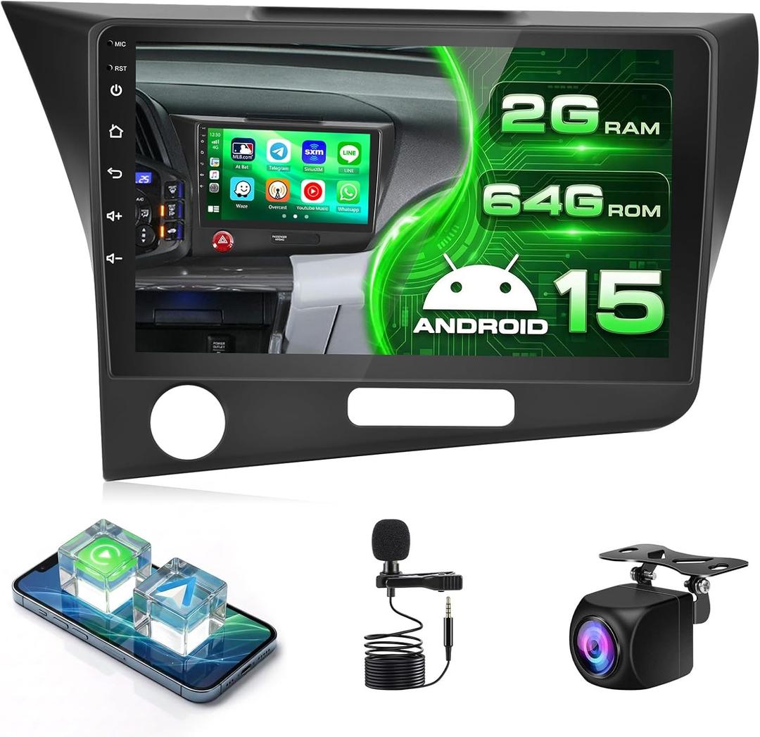 Car Radio for Honda CRZ 2010-2016: [2G+64G] 9 inch Car Stereo with Wireless Carplay Android Auto, Touch Screen Upgrade for Honda CRZ with FM RDS Mirror Link 28UI + Backup Camera