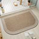 YDKGL Bathroom Rugs Mat 20x31, Ultra Thin Non Slip Bath Mats for Bathtub Quick Dry Absorbent Rubber Bathroom Mat Fit Under Door, Washable Half Round Bath Rugs, Beige Brown