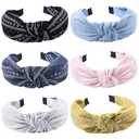 Ivyu Hairband, 6 Pcs Headbands for Women - Light Color, Fashion Cotton-flax Fabric, Knotted Wide Band, Accessories Cute Boho Beauty, For Workout GYM Yoga Running (1 Count (Pack of 6))