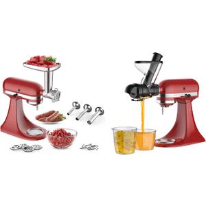 Gvode Masticating Juicer Attachment & Metal Meat Grinder Attachment for KitchenAid Stand Mixer