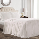 Lush Decor Ruffle Skirt Bedspread Set - 3-Piece Luxurious Farmhouse Bedding - Elegant Ruffle Detail - Timeless Style - Soft Lightweight Sheets - King, White