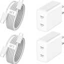 iPhone 17e Charger Fast Charging,2-Pack 6FT 2in1 Dual USB C PD Charger Block Type C to C Woven Charger Cable for iPhone 17 Pro Max/17 Pro/Air/16 Pro Max/16 Plus/16e/15 Pro/15 Plus, iPad Pro/Air/Mini