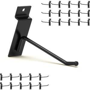 Black Slatwall Hooks 4 Inch, 25PC, Heavy Duty, Slat Wall Hanging Hooks, Display Hooks for Retail, Slatwall Accessories