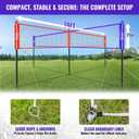 SPOYNAL 14FT 4 Way Volleyball Net Set, 4 Square Volleyball Game Set with Adjustable Height 7/5.3/3.5 FT, Outdoor Games for Backyard, Beach, Park with Volleyball & Carry Bag