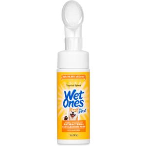Wet Ones for Pets Antibacterial Dog Paw Cleaner with Built-in Scrubber Brush, Tropical Splash Scent - Foaming Cleanser for Dog Paws - Paw Washer & Grooming Care, 5 Ounce, Pack of 2