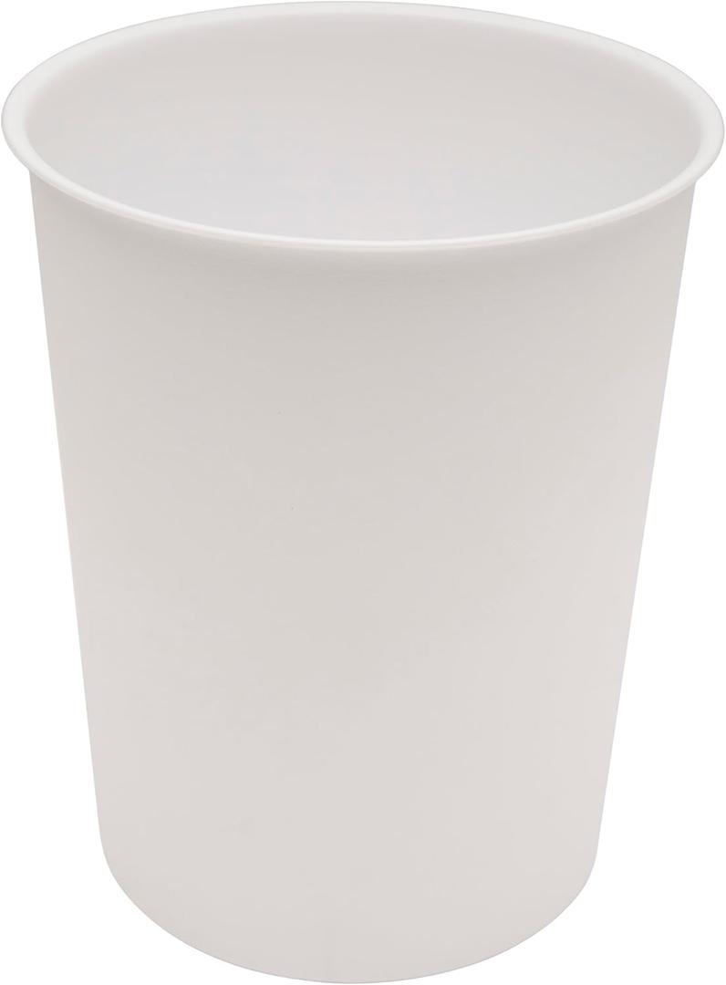 Kenney KN83000 Storage Made Simple 1.53 Gallon (5.7 Liter) Small Open Top Rust-Proof Plastic Waste Basket/Trash Can/Garbage Can for Bathroom, Bedroom, Home Office, Laundry Room, or Dorms, White