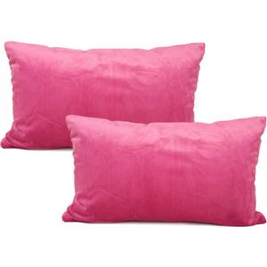 YOUR SMILE Pack of 2 Velvet Pure Color Pillow Covers Decorative Square Pillowcase Soft Solid Cushion Case for Sofa Bedroom Car (Pink, 12''x20'')