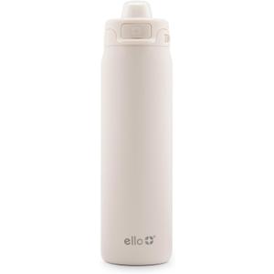Ello Pop & Fill Stainless Steel Water Bottle with Quick Fill Technology, Double Walled Vacuum Insulated Metal, Leak Proof Locking Lid, Sip & Chug, BPA Free, Holiday Gift for Him Her, 22oz, 32oz, 40oz (Cream)