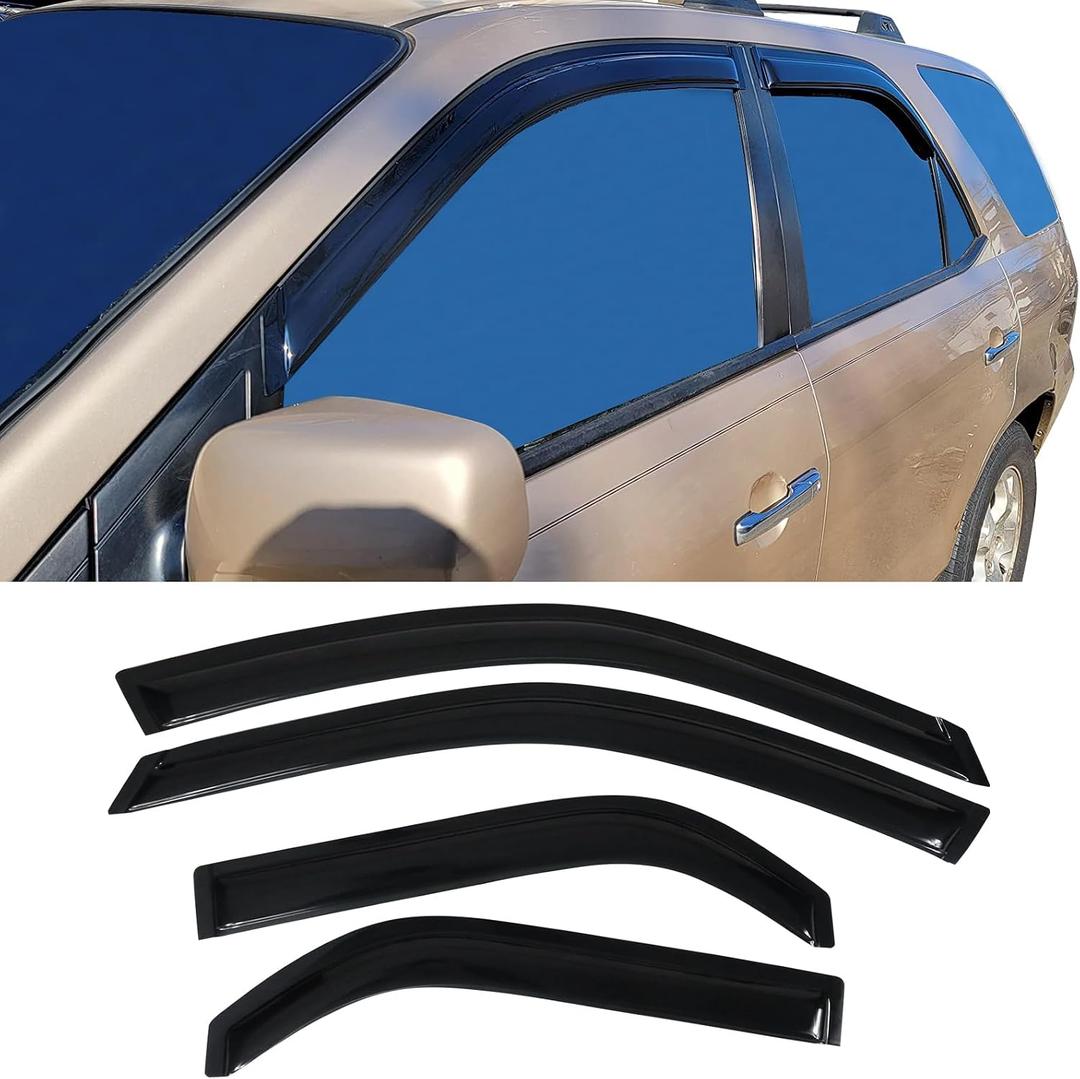 Window Visor Compatible with 2001-2006 Acura MDX, Acrylic Smoke Tinted & Semi-Transparent Sun Rain Wind Guards Shield Vent by IKON MOTORSPORTS, 2002 2003 2004 2005