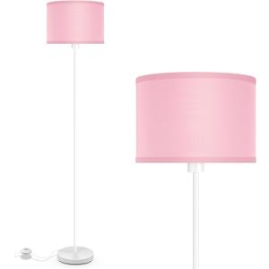 Floor Lamp, Standing Lamp, Short Floor Lamps with Pink Lampshade, 59" Tall Lamps for Bedroom, Foot Switch, Simple Corner Pole Lamp for Kids Room, Girls Room, Living Rooms, Office(NO Bulb, E26 Base)