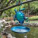 JOYBee Sea Turtle Solar Wild Bird Feeder for Outdoors Hanging, Metal & Glass Ocean Theme Outdoor Cardinals Feeders, Gifts for Bird Lovers and Solar Garden Decoration