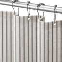 Stripe Farmhouse Shower Curtain, Vintage Linen Shower Curtains for Bathroom 72 X 72 Grey