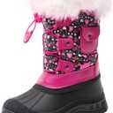 DREAM PAIRS Boys Girls Snow Boots Water-Resistant Outdoor Warm Cozy Anti-Slip Mid Calf Faux Fur Lining Insulated Winter Shoes for Little/Big Kids (Black/Pink), Size 5
