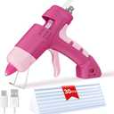 20W Rechargeable Pink Hot Glue and Sticks Set,Mini Glue for School Craft DIY Arts