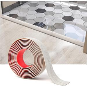 Art3d Self Adhesive Vinyl Floor Transition Strip, Laminate Floor Strip Floor Flat Divider Strip for Joining Floor Gaps, Carpet Threshold Transition, Floor Tiles (10 FT, 1.57in, White-Washed)
