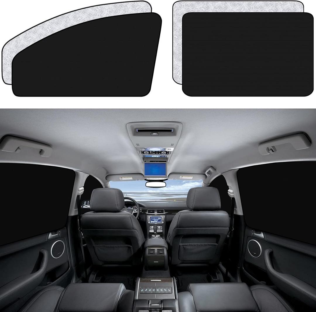 ZATOOTO Car Window Sun Shades Covers - 4 Pcs Magnetic Privacy Side Sunshades Blackout Auto Camping Curtains Accessories for Sleeping Family and Women Men Kids Baby (Front Back-4)