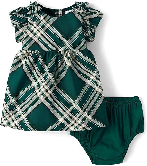 The Children's Place Baby Girls' And Newborn Short Sleeve Dressy Dress and Diaper Cover Set Size M 0-3 7-14 lbs