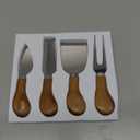 True Gourmet 4-Piece Stainless Steel Cheese Knife Set with Acacia Wood Handles for Charcuterie Board, Includes 3 Knives & 1 Fork, Hosting Essentials