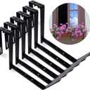 6 Pcs Adjustable Planter Box Brackets, Heavy Duty Window Flower Box Brackets, Iron Railing Planter Holder for Balcony Fence Pergola Patio Garden Windowsill (Black, 6-12.5 Inch)