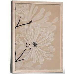 Framed Canvas Wall Art Painting Modern Floral Print Poster Simple Flower Picture Elegant Botanical Print Gallery Style Art Decor for Living Room Bedroom Wall Decor 16x24 Inch
