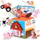 Baby Toys 6-12 Months - Soft Barn Toy with Stuffed Farm Animals, Rattle Montessori Toys for 6 Month Old Baby 1 Year Old Boy Girl Gifts Toddlers Sensory Toy for 1-3 Baby Birthday Gifts