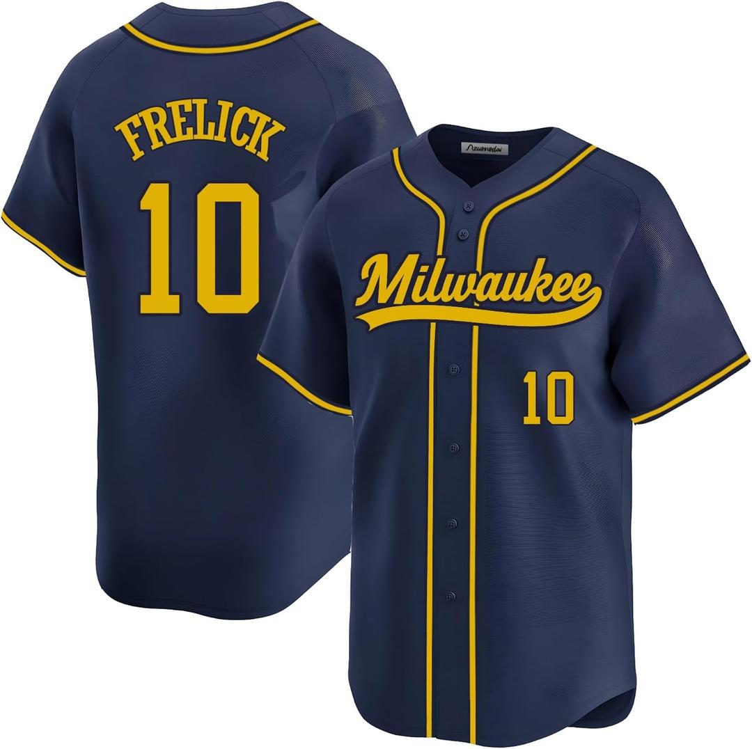 Mens/Women/Youth/Kid Milwaukee Baseball Stitched T-Shirt (Blue, L)