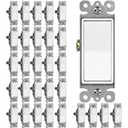 [30 Pack] BESTTEN 3-Way Decorator Wall Light Switch, 15A/ 120V, Paddle Wall Switch, On/ Off Rocker Interrupter, ETL Listed, White