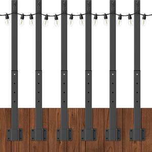 NUERPO 6 Pack String Light Poles,2.8Ft Metal Poles for Outdoor String Lights, Outdoor Light Poles with Post, Poles/Stand for Outside, Patio, Deck, Backyard, Garden Wedding, Party