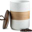 Large Storage Containers with Lids, Ceramic Coffee Container Kitchen Food Storage Jars for Spice Sugar Tea Bag, Stackable Decorative Jars for Counter, White & 61 fl.oz