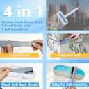 4 in 1 Mesh Screen Cleaner, Multi-Functional Window Screen Cleaning Brush, Pet Hair Removal Tool with Extra Long Handle, Gentle on Furniture, Couch, Carpet, Clothing, Bedding, Window, Mesh Screen