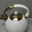 SUSTEAS Stove Top Whistling Tea Kettle - Food Grade Stainless Steel Teakettle Teapot with Cool Touch Ergonomic Handle, With 1 Silicone Pinch Mitt Included, 2.64 Quart(WHITE)