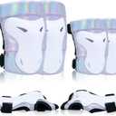 Bienbee Knee Pads for Men, Knee Pads Wrist Guard Knee and Elbow Pads Adult Protective Gear Set for Skateboard, Roller Skating, for Women Men Youth Adult Kids (Medium, Laser Silver)