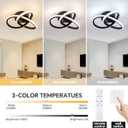 10 Inch Modern Ceiling Light, 24W LED Dimmable Ceiling Light with Remote Control, 3000-6000K Color Temperature Adjustable, Black Small Chandelier for Bedroom, Entryway, Hallway, Kitchen, 10 inches x 4.7 inches
