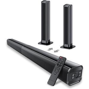 Sound Bar, 80W Sound Bar for Smart TV, Bluetooth 5.3 Soundbar, 2 in 1 Detachable Home Speaker Bass Effect, Black
