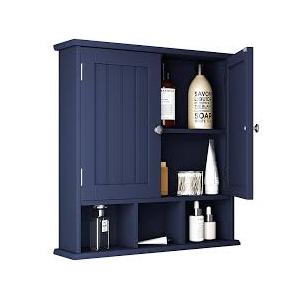 ChooChoo Bathroom Cabinet Wall Mounted 2-Door with 3 Open Shelves, Wooden Medicine Cabinets with Adjustable Shelf,Space Saver Storage Cabinets Over The Toilet for Bathroom&Living Room,Blue ChooChoo Bathroom Cabinet Wall Mounted 2-Door with 3 Open Shelves, Wooden Medicine Cabinets with Adjustable Shelf,Space Saver Storage Cabinets Over The Toilet for Bathroom&Living Room,Blue