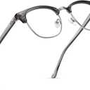Blue Light Blocking Glasses Vintage Half Frame UV Clear Lens Anti Eyestrain Computer Gaming Glasses for Women Men(P48) (B02-crystal Grey Silver Frame)
