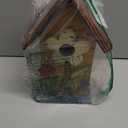 Glitzhome 10.2" H Hanging Bird House for Outdoor Patio Garden Decorative Birdhouse Pet Cottage Distressed Wooden Birdhouse, Yellow Flower