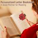 2 x Bygone Mark Bookmark with Pen Holder, 26 Letters Magnetic Leather Bookmarks Personalized Book Mark for Book Lovers, Magnetic Bookmark Pen Holder with Cross for Women Men(Blue-M)