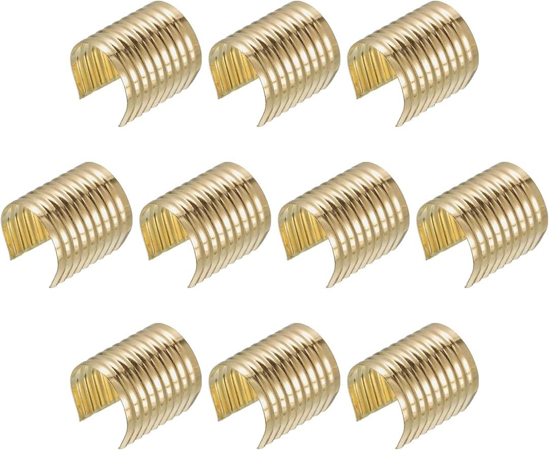 uxcell 100Pcs Leather Rope Clips, 15x17mm Foldable Cylindrical Cord End Crimp for Lanyard, Tassel, DIY Crafts, Light Golden