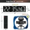 26'' Huge Digital Wall Clock, Home Gym Interval Workout Timer Clock, with Seconds Countdown/up, Stopwatch, 8-Alarms, 7-Color Night Light for Tabata/HIIT/MIIT/EMOM/FGB/Boxing (White), Extral Large