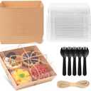 DeziWood 7 x 7 x 2.6 Inches Large Charcuterie Boxes with Clear Lids, 50 Pack Disposable Square Brown Bakery Boxes, To Go Paper Food Container for Cake Slices, Sandwiches, Cookies, Dessert