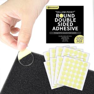 300 Pack Yellow Point Double-Sided Adhesive Dots for Acoustic Soundproofing Foam Panels