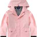 Hiheart Boys Girls Waterproof Hooded Jackets Cotton Lined Rain Jackets (4-5T, Pink)