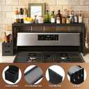 Bamboo Over the Stove Shelf 31in - Durable Stove Shelf for Back of Stove with Non-Slip EVA Liner, 6 Hooks & Utensil Holder, Spice Rack for Standard Stoves (Black)