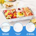 3 Set 16 x 9'' Chilled Serving Tray for Parties with Tong Scoop, Silver Cold Serving Trays with Compartment Cooling Party Platter for Fruit Seafood Vegetable Appetizer
