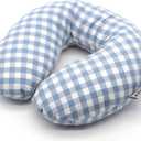 Buckwheat Pillow for Side Sleepers Cervical Neck Cooling Pillows U Shaped Pillow Ergonomic Travel Head Pillow for Sleeping Buckwheat Hulls Filling Removable Cotton Cover (12x12 inch, Blue)
