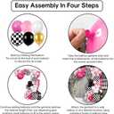 Pink Race Car Balloon Arch Kit,Hot Pink White Black Balloons Garland Kit with Black White Plaid Foil Balloons for Racing Car Theme Birthday Party