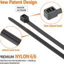 14 inch Black Large Zip Ties Heavy Duty (100 Pack), 2025 New Patented Design, 300 LBS Tensile Strength, Self-Locking Nylon PA66 Cable Ties for Indoor and Outdoor Use