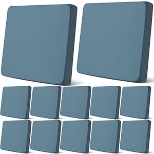 Newwiee 12 Pcs Patio Outdoor Cushion Covers Replacement Waterproof Stretch Sofa Couch Cushion Covers Washable Individual Couch Slipcovers Set Furniture Protector for Pets(20-27 Inch,Gray Blue)