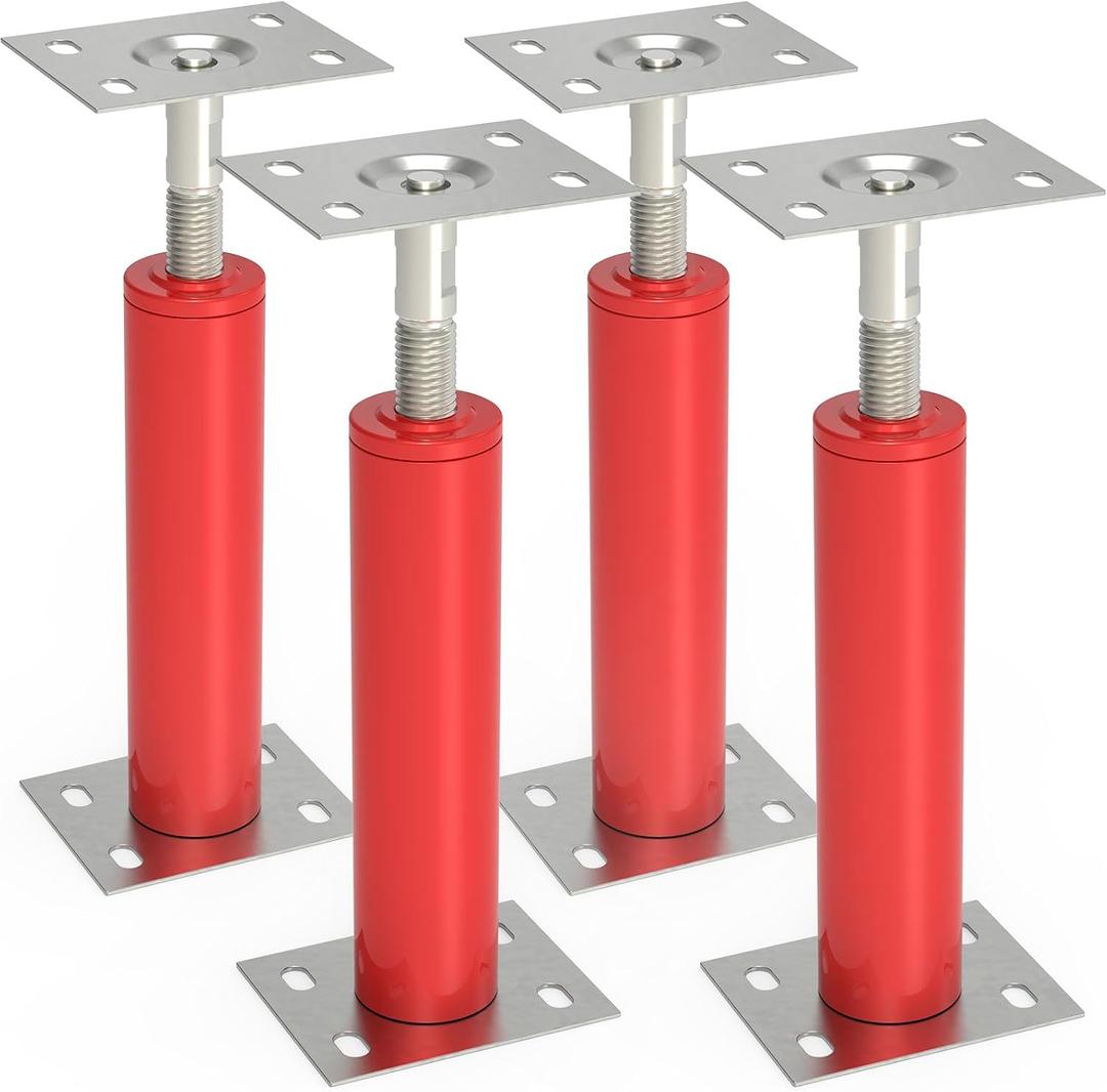 4 Pack Red House Jacks for Leveling Adjustable Floor Jack Post Floor Jack for House Telescoping Jack for Temporary Support, Support up to 5500 LBS, Adjustable Range 12 inch - 16 inch